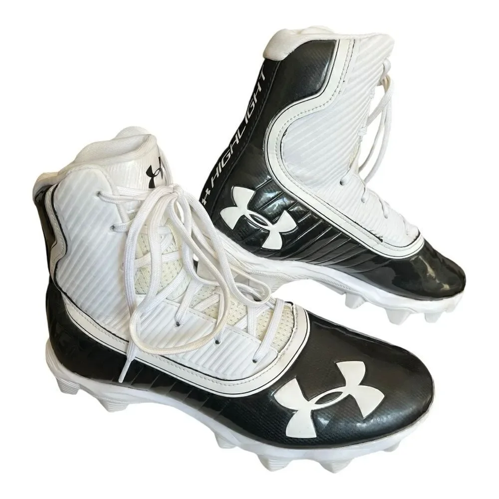 Under Amour Highlight Football Cleats. White/Black. Size: 7.5 Mens